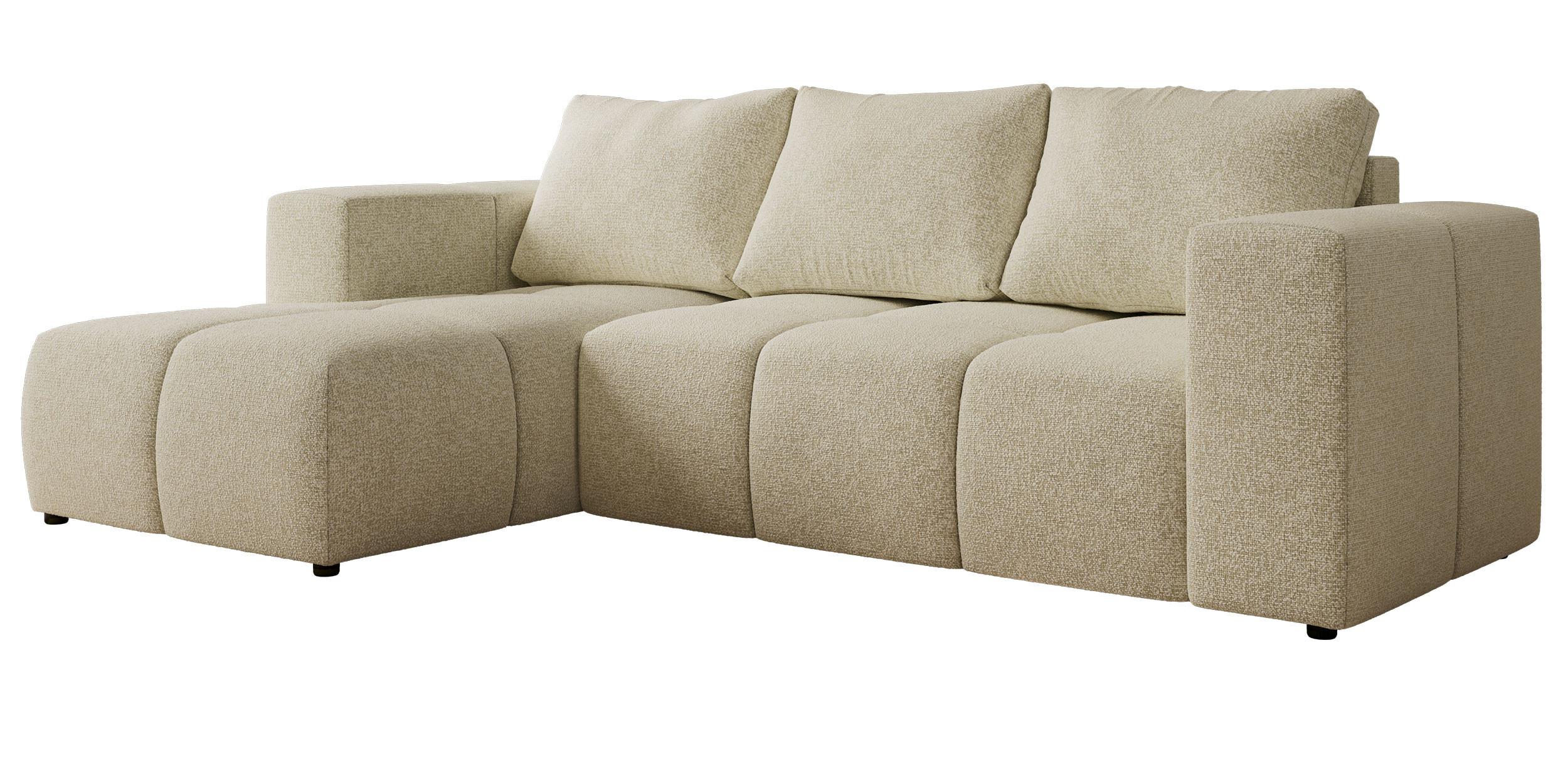 ECKSOFA MONIVA Creme Strukture - Links - Creme/Schwarz, Kunststoff/Textil (164/266cm) - MKS