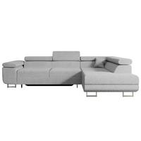 ECKSOFA mit Schlaffunktion und Bettkasten GUSA-L 272x202x107 cm Grau Bouclé - Silberfarben/Hellgrau, Holzwerkstoff/Textil (272/202cm) - ALTDECOR