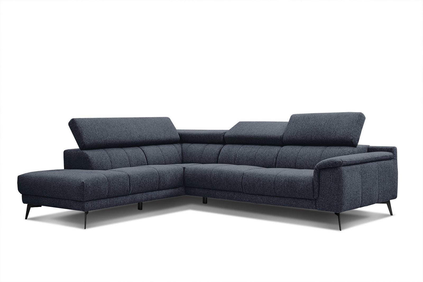 ECKSOFA FIERO 5-Sitzer, dunkelblau - Schwarz/Dunkelblau, Holzwerkstoff/Textil (158/269cm) - Wozimo