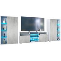 WOHNWAND Davos Beton Oxid Optik - Hellgrau, Holzwerkstoff (329/134/35cm) - Vladon