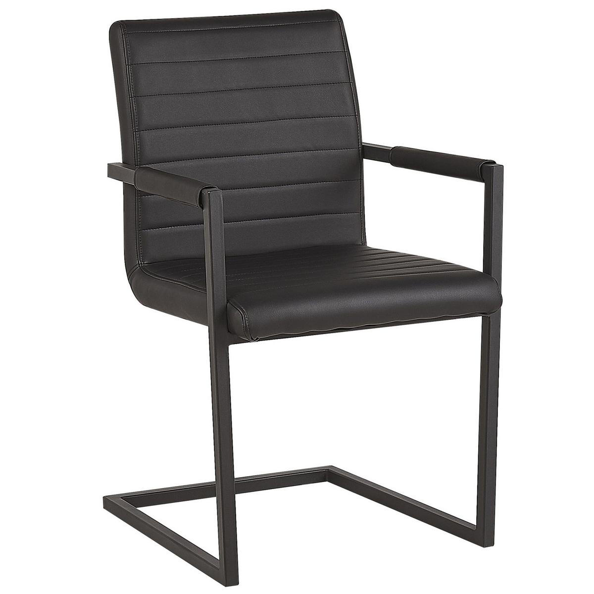 ESSZIMMERSTUHL 2er-Set Kunstleder Schwarz Buford - Schwarz, Textil/Metall (52/87/54cm) - Beliani