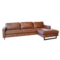 ECKSOFA VILNIUS Braun Lederfaserstoff - Schwarz/Braun, Leder/Metall (286/170cm) - KAWOLA