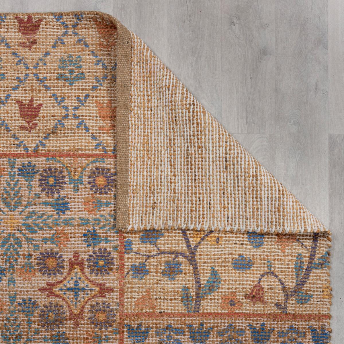 JUTETEPPICH handgewebt AVILL, im Boho-Stil, Natur-Blau, 200 x 290 cm - Beige, Textil (290/200cm) - KADIMA DESIGN
