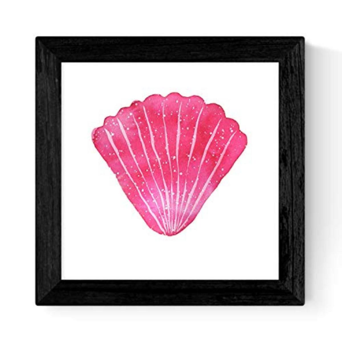 POSTER Set mit 4 Meerestieren 20x20cm Schwarzer Rahmen - Schwarz, Papier (20/3cm) - Nacnic