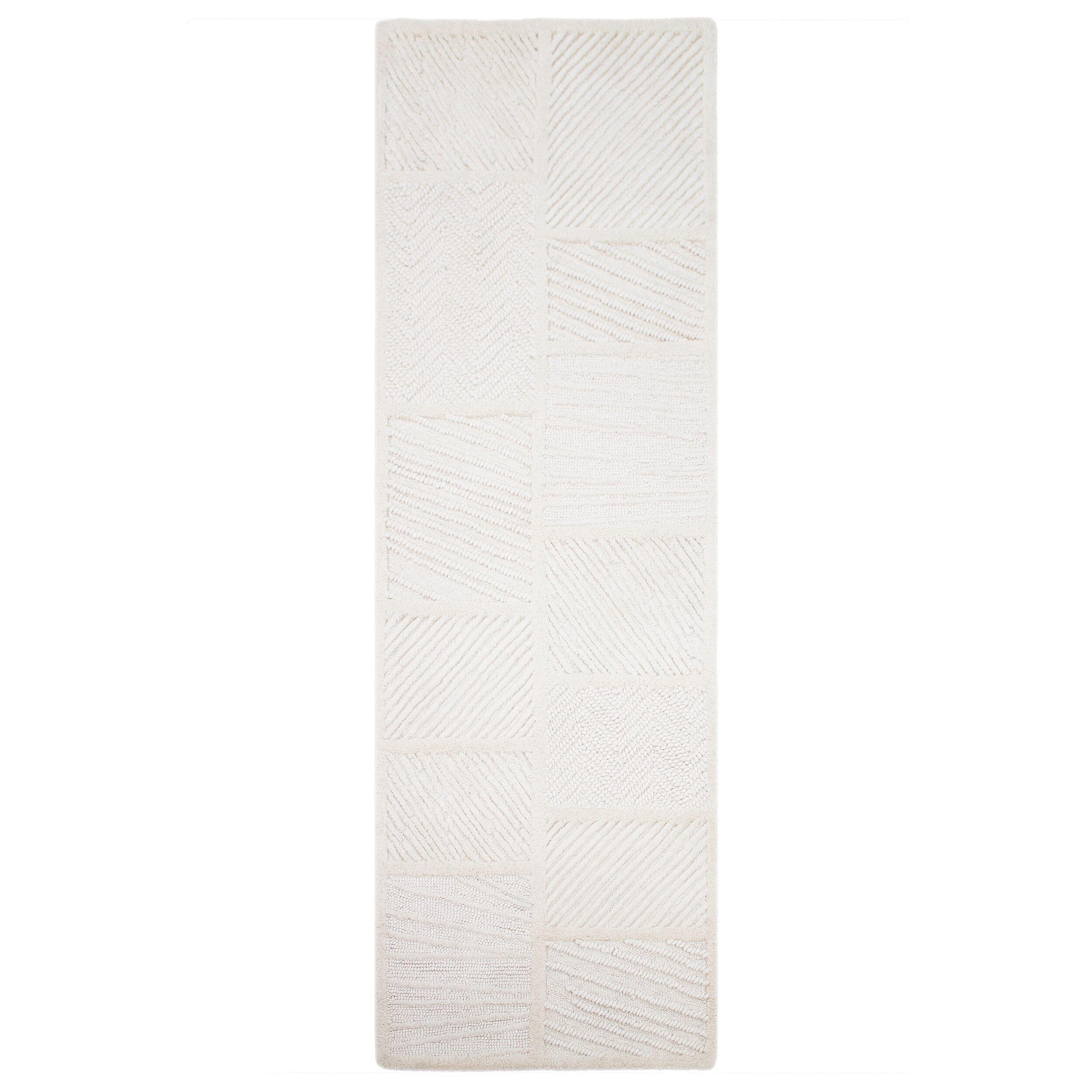 TEPPICH aus Wolle CARVE in Weiß, geometrisch, 80 x 230 cm - Beige, Textil (80/230cm) - KADIMA DESIGN