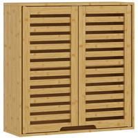 BADEZIMMERSCHRANK Wandschrank aus Bambus mit atmungsaktiven Lamellentüren Natur - Naturfarben, Naturmaterialien (20/60/60cm) - HOMCOM