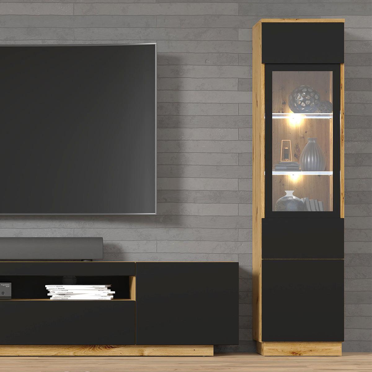 VITRINE Aurus Holz und Schwarz - Braun, Holzwerkstoff (37/143.5/33cm) - Petits-meubles