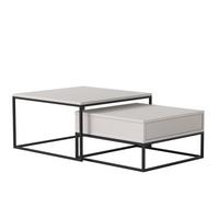 COUCHTISCH-SET ELEGANT 70/60 cm quadratischer, Schwarz / Kaschmir - Kaschmir/Schwarz, Holzwerkstoff/Metall (70/70/42cm) - Idohome