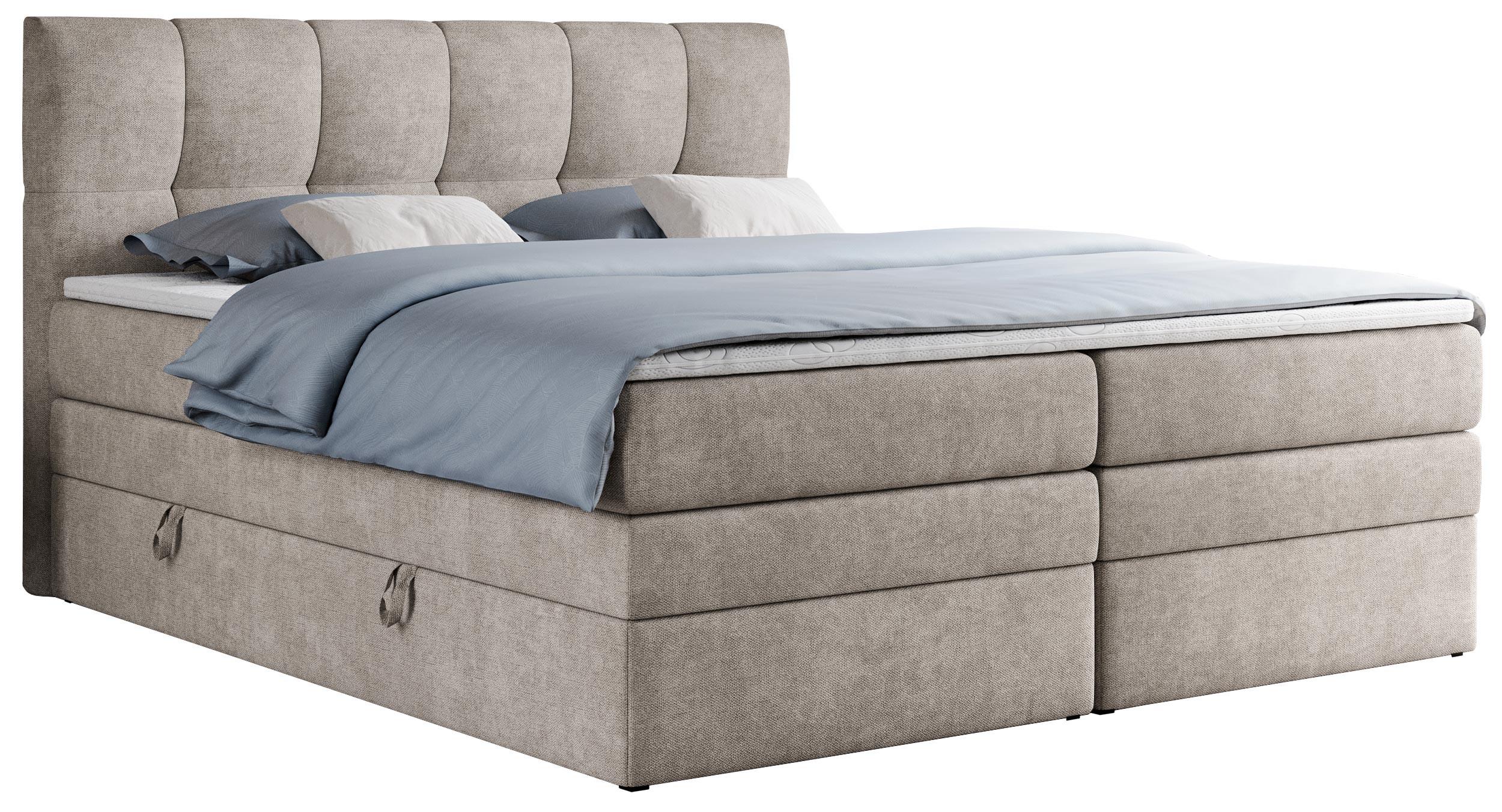 BOXSPRINGBETT ALVIN KING 120/200 Beige Struktur - H4 - Beige, Holz/Textil (120/200cm) - MKS