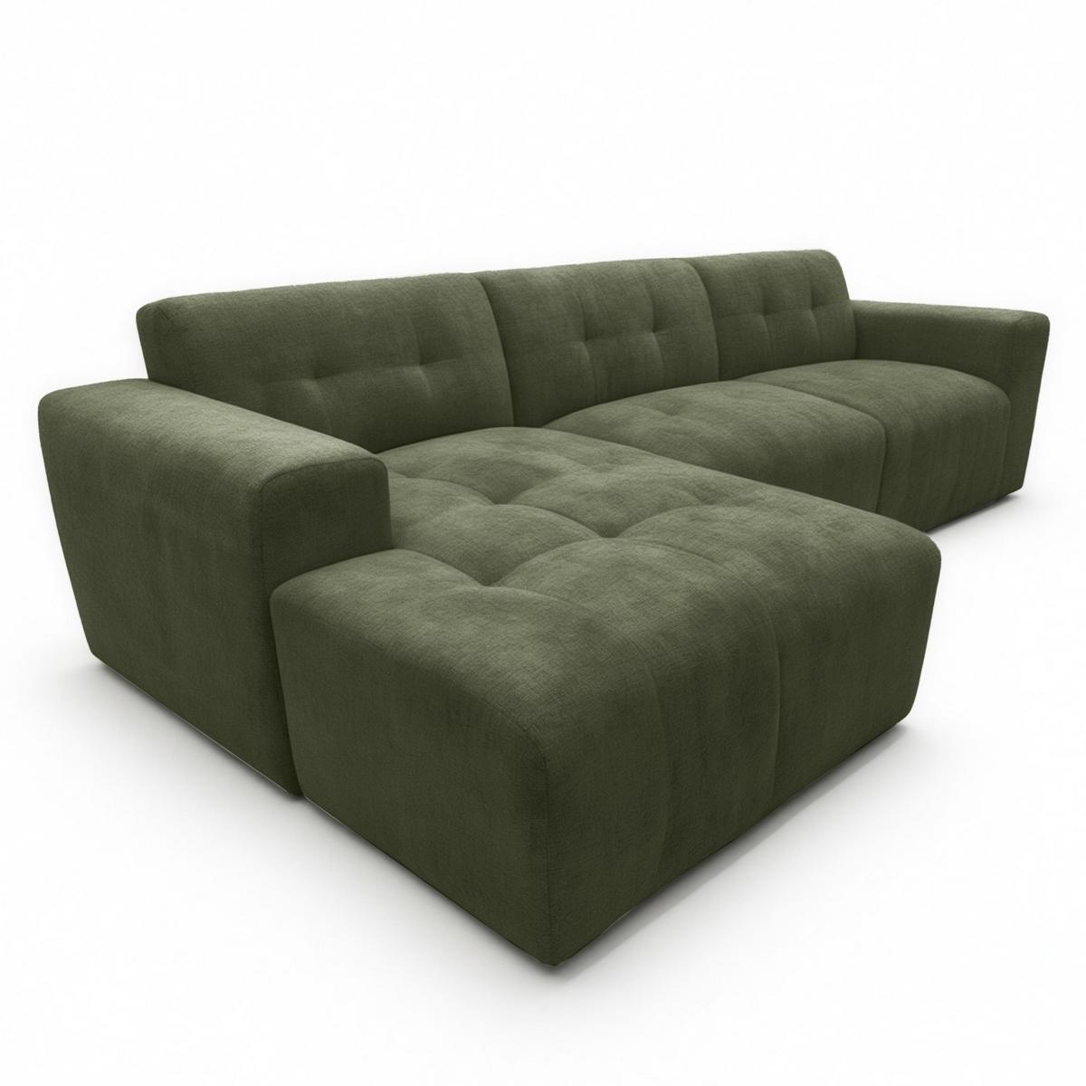 ECKSOFA L Form Corlu Grün 310/165/78 cm – stilvolle kleine Eckcouch Links - Schwarz/Grün, Kunststoff/Textil (310/165cm) - AX Living