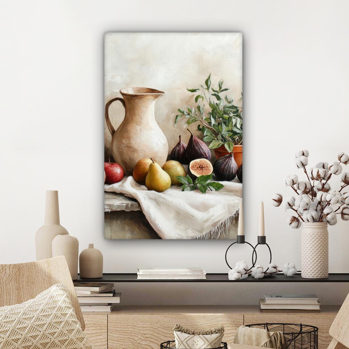 LEINWANDBILD Obst - Kräuter - Ländlich Wanddeko 40x60 cm - Naturfarben, Textil (40/60cm) - MuchoWow