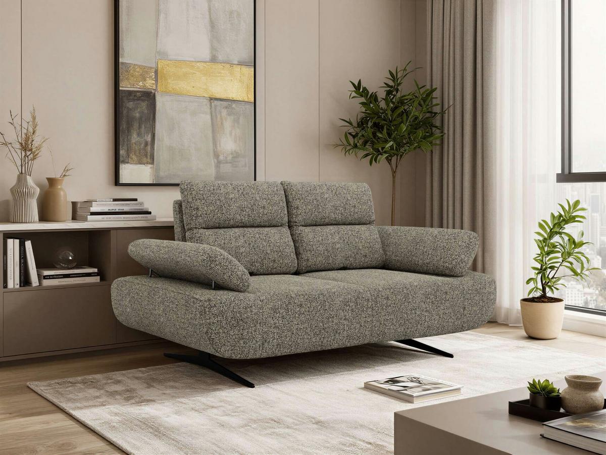 2-SITZER SOFA SORAE - Grau Stukture - Schwarz/Grau, Textil/Metall (182/94/107cm) - MKS