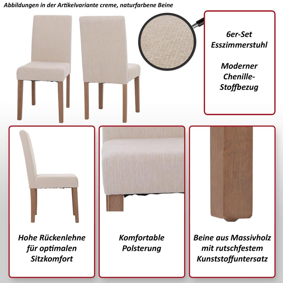 ESSZIMMERSTUHL Grau 6er-Set - Grau, Textil (42/90/50cm) - MCW