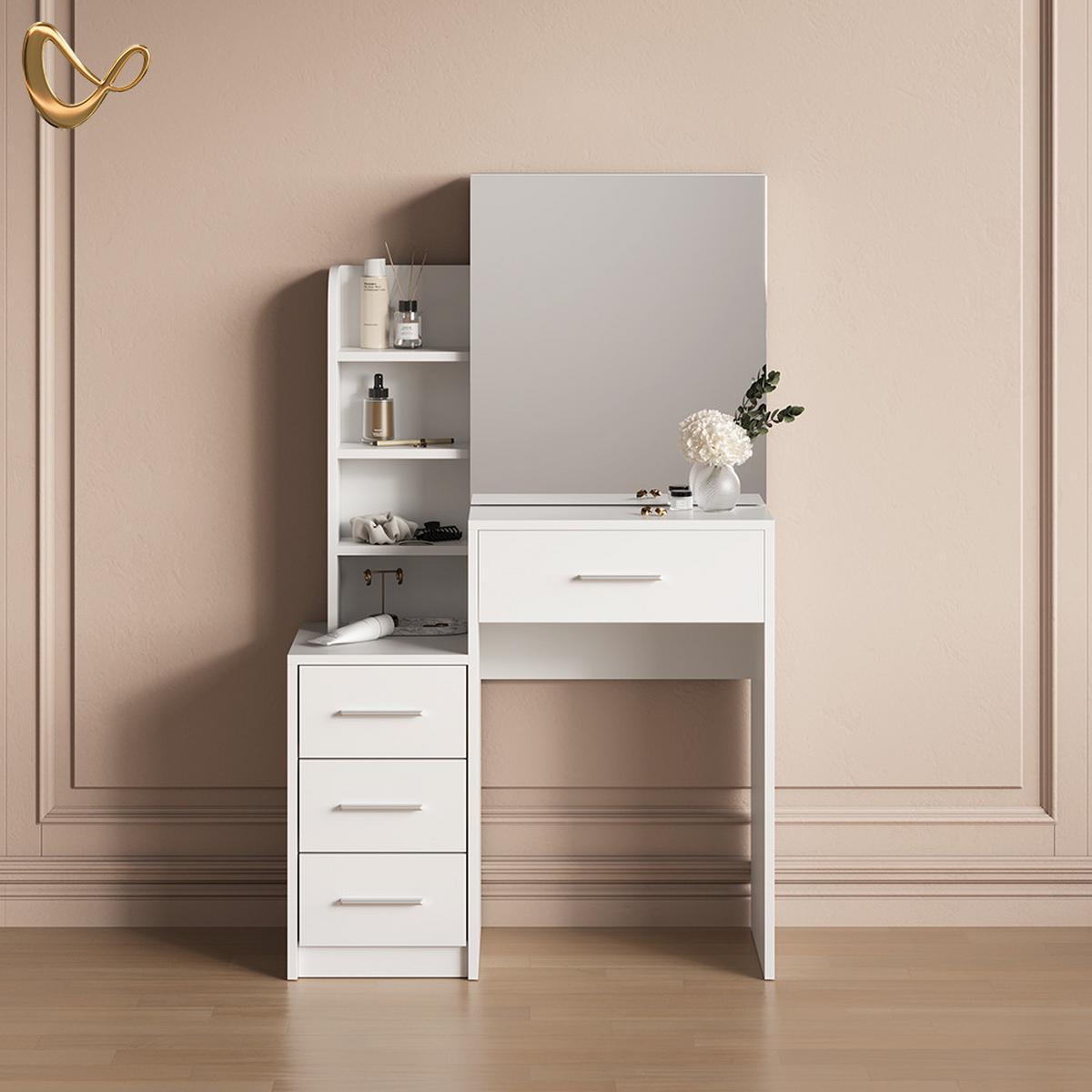 SCHMINKTISCH Loreta Weiß 80 cm - Weiß, Holzwerkstoff (80/131.6/36cm) - Livinity®
