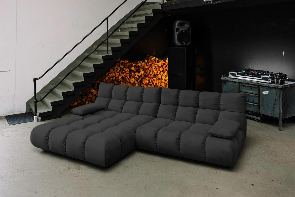 ECKSOFA VIVIEN Schwarz Velvet - Schwarz, Kunststoff/Textil (290/178cm) - KAWOLA