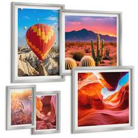 BILDER SET 5er Set - 50x50 cm & 20x30 cm & 40x60 cm Silberner Rahmen - Landschaften von Wüstenschluchten - Silberfarben, Kunststoff (40/60cm) - TULUP