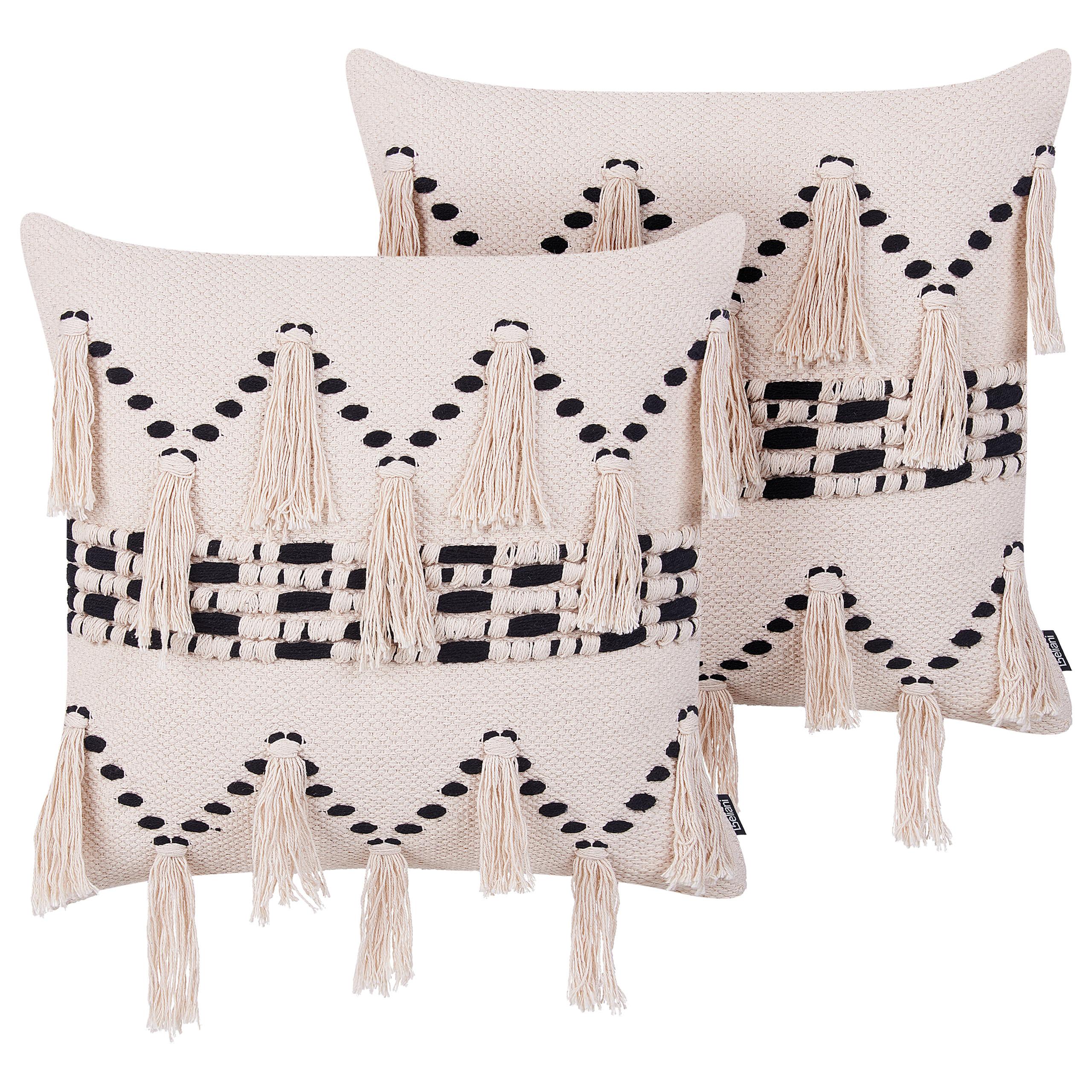 DEKOKISSEN 2er-Set Hellbeige 45/45 cm Thondi - Beige, Naturmaterialien/Textil (45/45cm) - Beliani