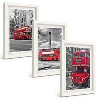 BILDER SET 3er Set - 20x30 cm Weißer Rahmen - Rote Busse in London - Weiß, Kunststoff (20/30cm) - TULUP