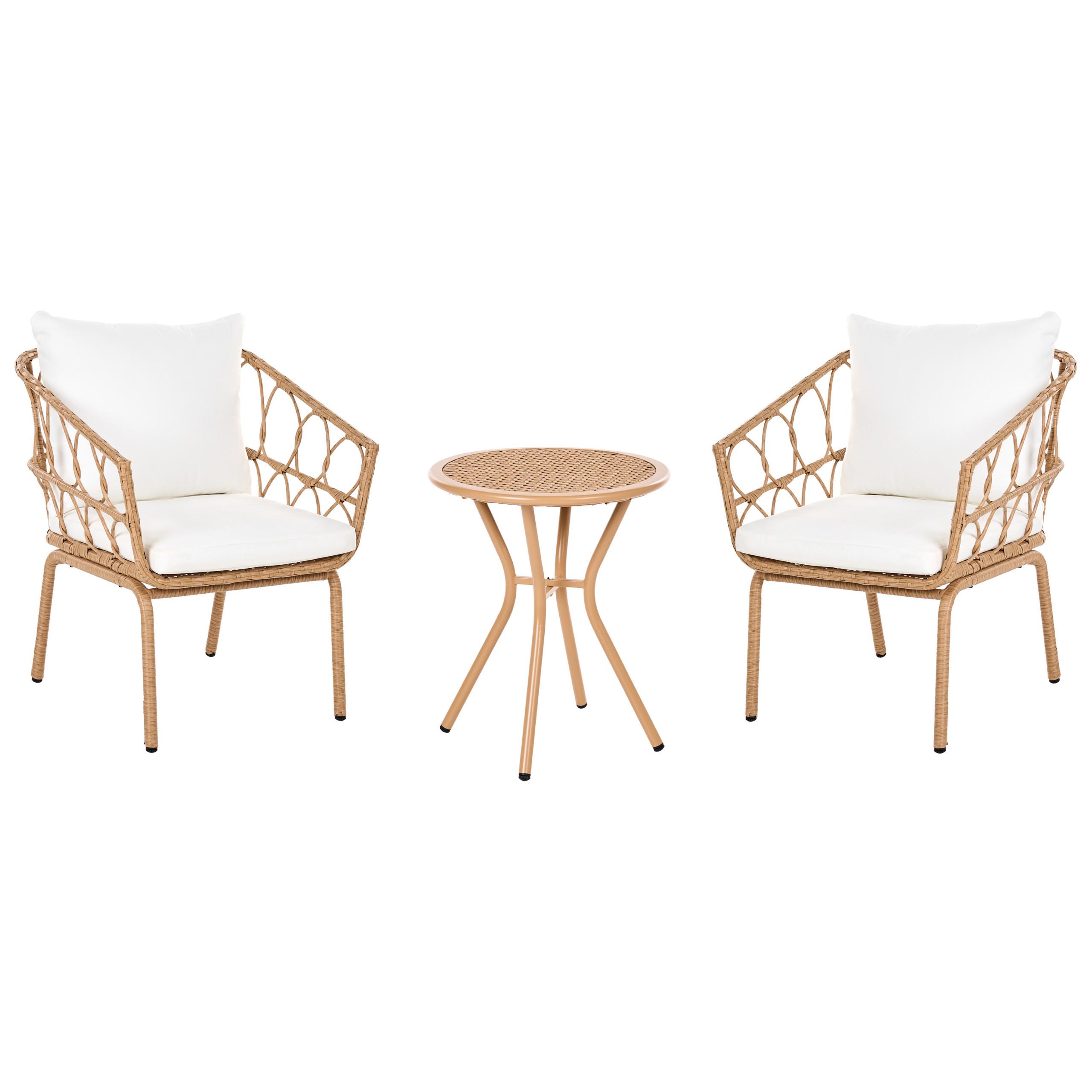 BISTRO-SET Polyrattan Hellbraun Ferla - Hellbraun, Kunststoff - Beliani