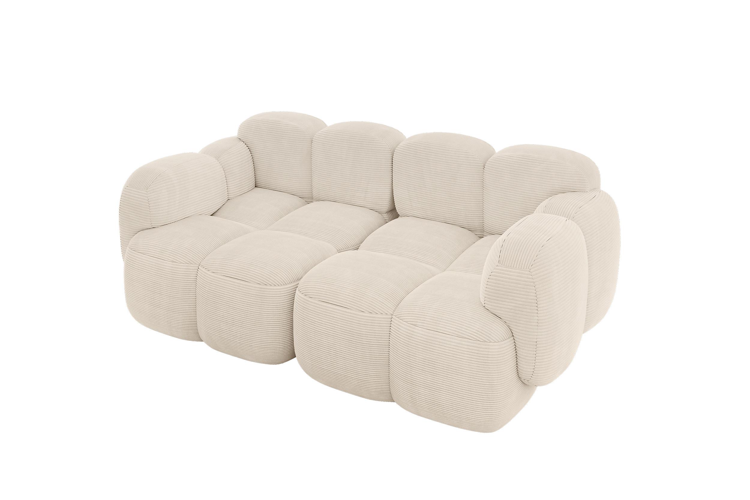 2-SITZER modulares Sofa Miko-S1 214x118x75 cm Beige Cord - Beige/Schwarz, Holzwerkstoff/Kunststoff (214/75/118cm) - ALTDECOR