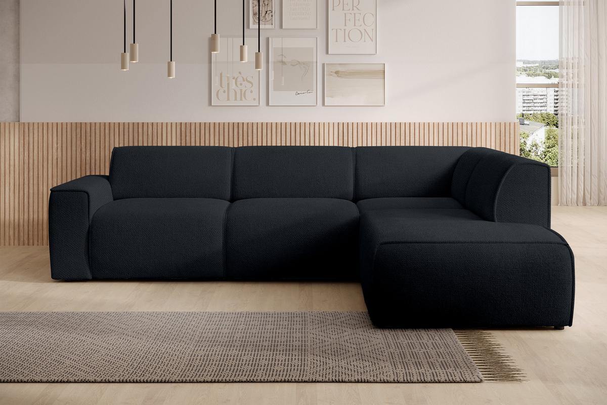 ECKSOFA L Form Didim Dunkelgrau 292/220/78 cm – großes Sofa stilvoll & bequem R - Schwarz, Kunststoff/Textil (292/220cm) - AX Living