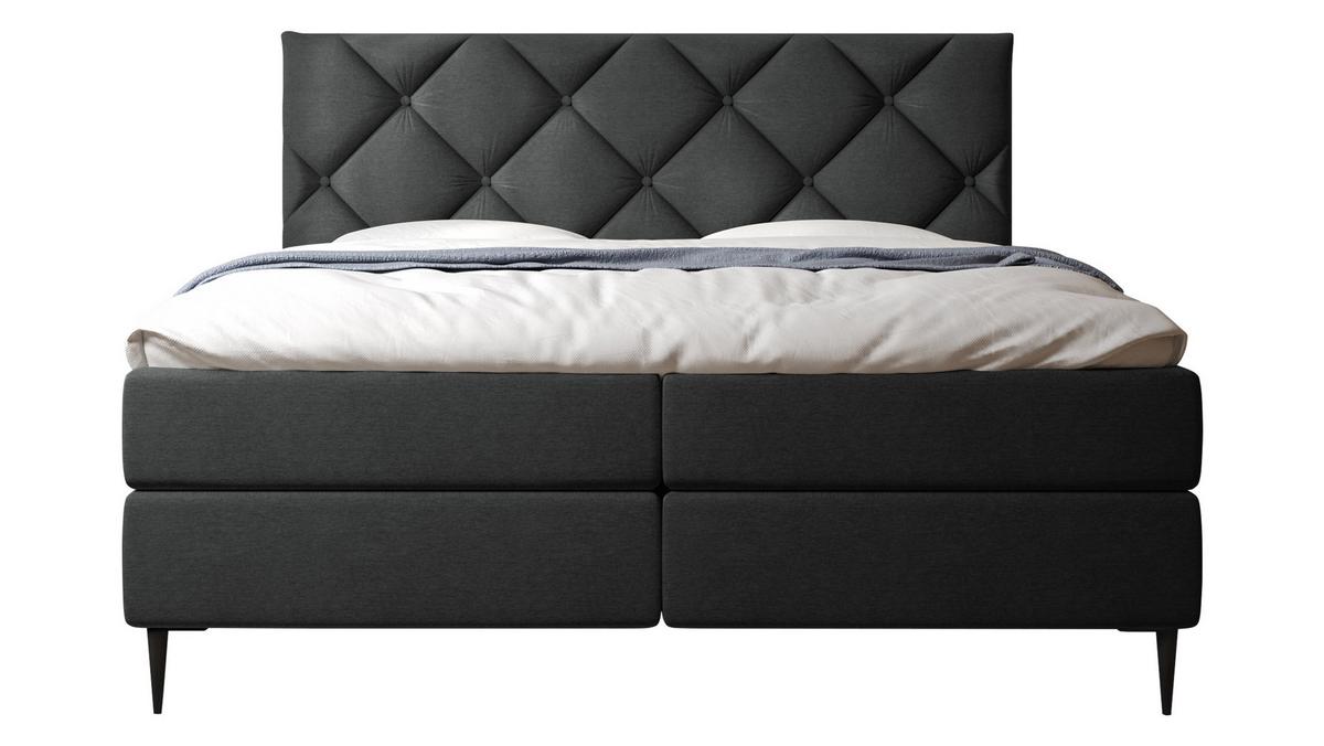 BOXBETT Letra - H3 - Chromfarben/Schwarz, Holz/Textil (140/200cm) - MIRJAN24