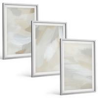 BILDER SET 3er Set - 40x60 cm Silberner Rahmen - Abstrakter Pinselhintergrund - Silberfarben, Kunststoff (40/60cm) - TULUP