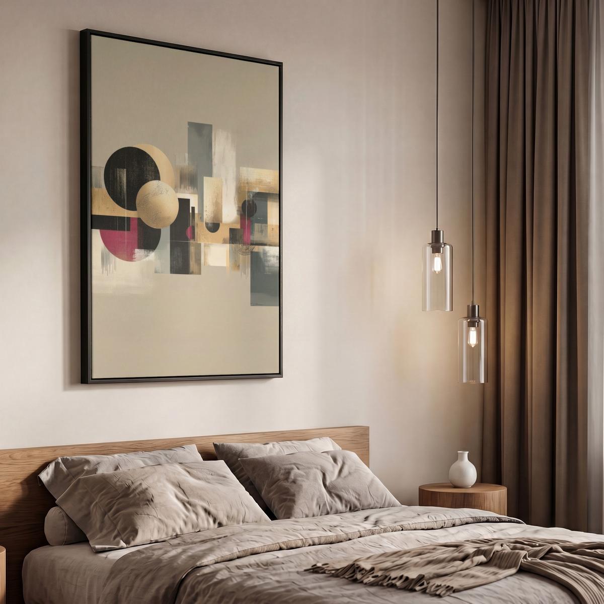 LEINWAND Bilder mit Rahmen - Abstrakt - Formen - Beige - Texturen - 60x90 - Beige, Textil (60/90cm) - MuchoWow