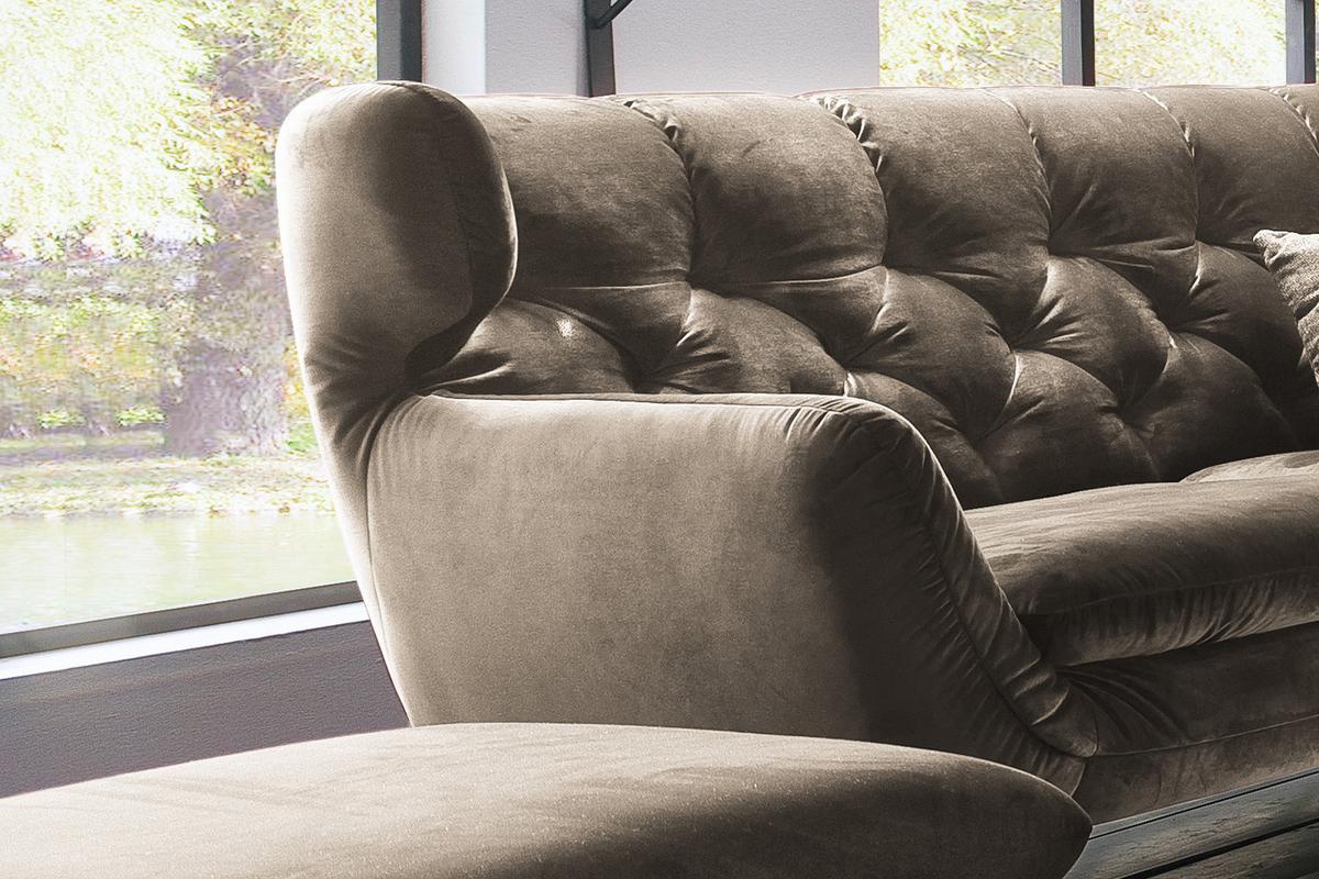 SOFA CHARME Braun Velvet - Silberfarben/Braun, Textil/Metall (200/94/95cm) - KAWOLA