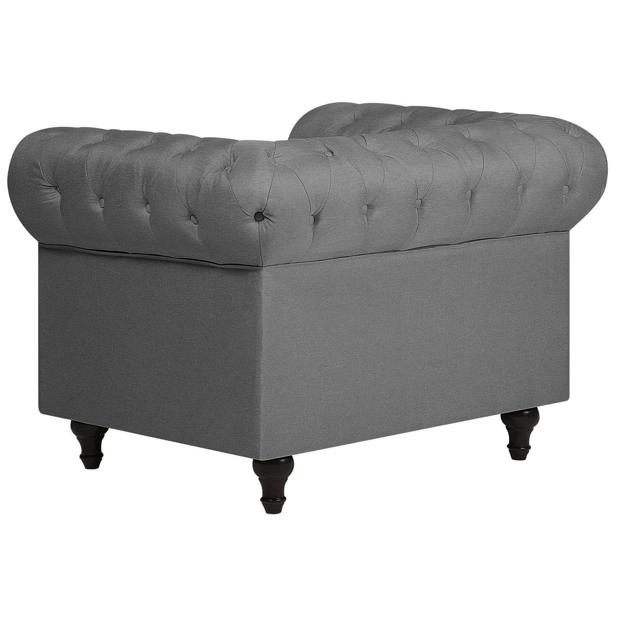 SESSEL Polsterbezug hellgrau Chesterfield - Dunkelbraun/Grau, Textil (112/79/85cm) - Beliani