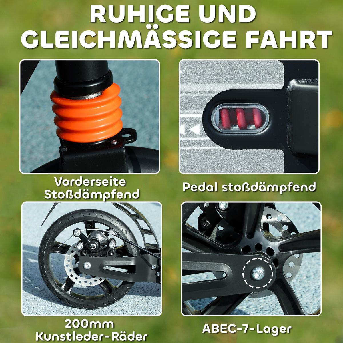 ROLLER Kinder Scooter mit verstellbar Griffen klappbar höhenverstellbar Schwarz - Schwarz, Metall (94/36/103cm) - AIYAPLAY