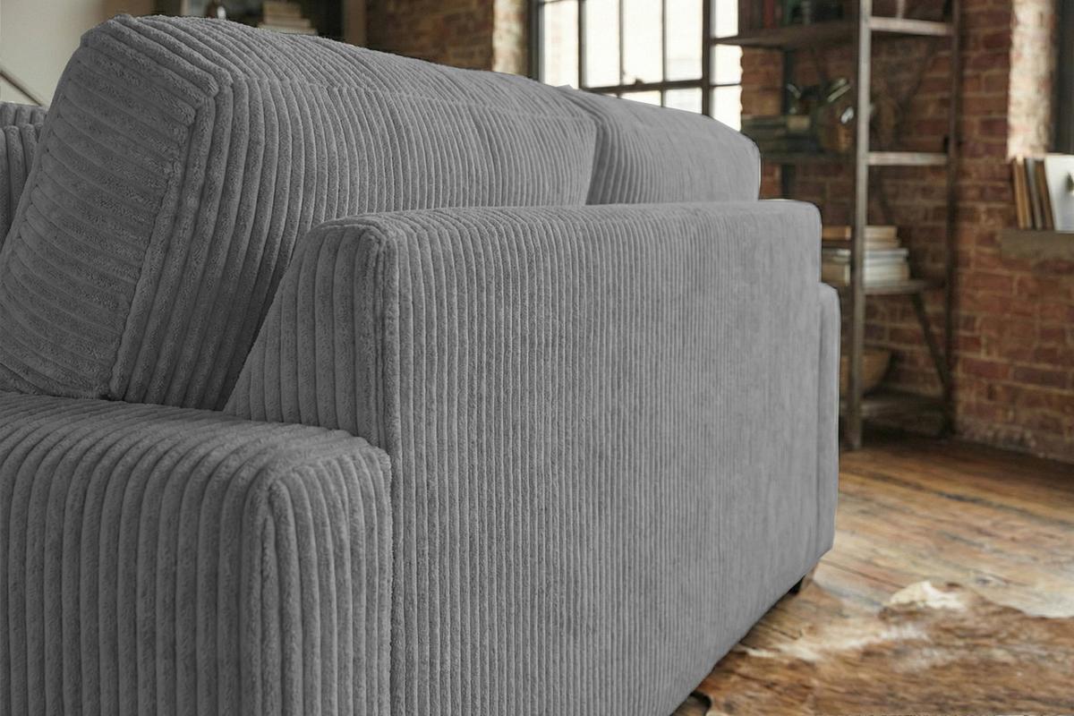 SOFA NETTA Grau Cord - Braun/Grau, Birkenholz/Textil (258/90/116cm) - KAWOLA