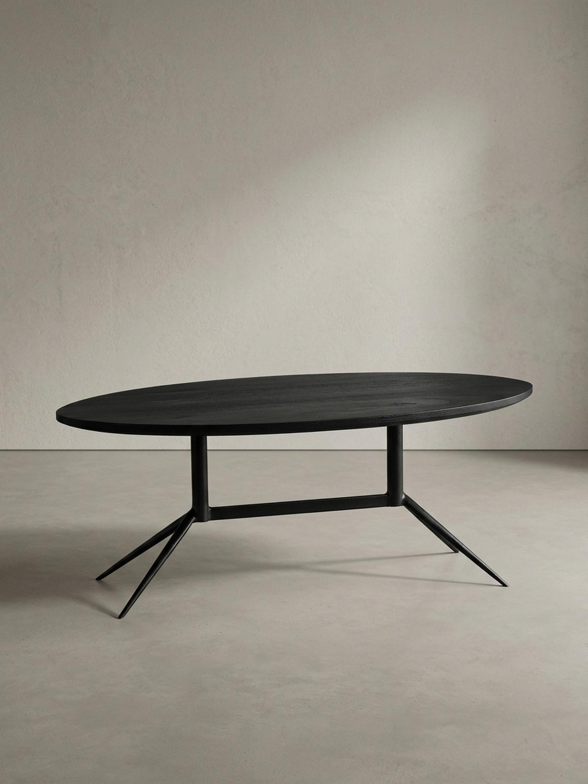 COUCHTISCH Oval in Schwarz aus Mango Massivholz und Metall, 90x50x35 cm mit natürlicher Holzmaserung - Schwarz, Holz/Metall (50/90/35cm) - KADIMA DESIGN