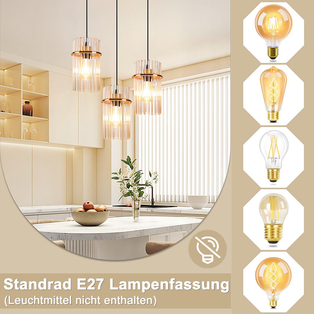 PENDELLEUCHTE Sage 25/25/150 cm - Goldfarben, Glas (25/25/150cm) - ZMH