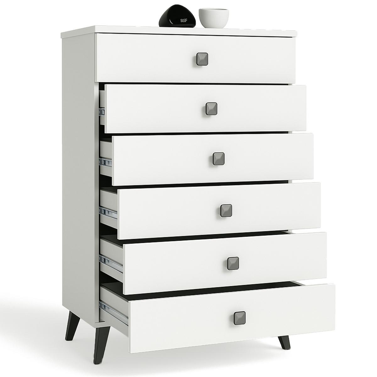 KOMMODE Weiß, Schwarz 104/60/37 - Schwarz/Weiß, Holzwerkstoff (60/104/37cm) - RAUMHIRSCH FURNITURE