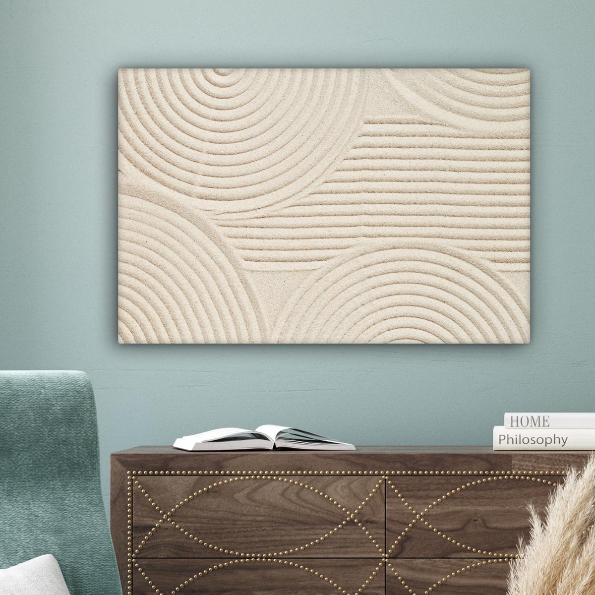 LEINWANDBILD Muster - Abstrakt - Weiß Gemälde 60x40 cm - Beige, Textil (60/40cm) - MuchoWow