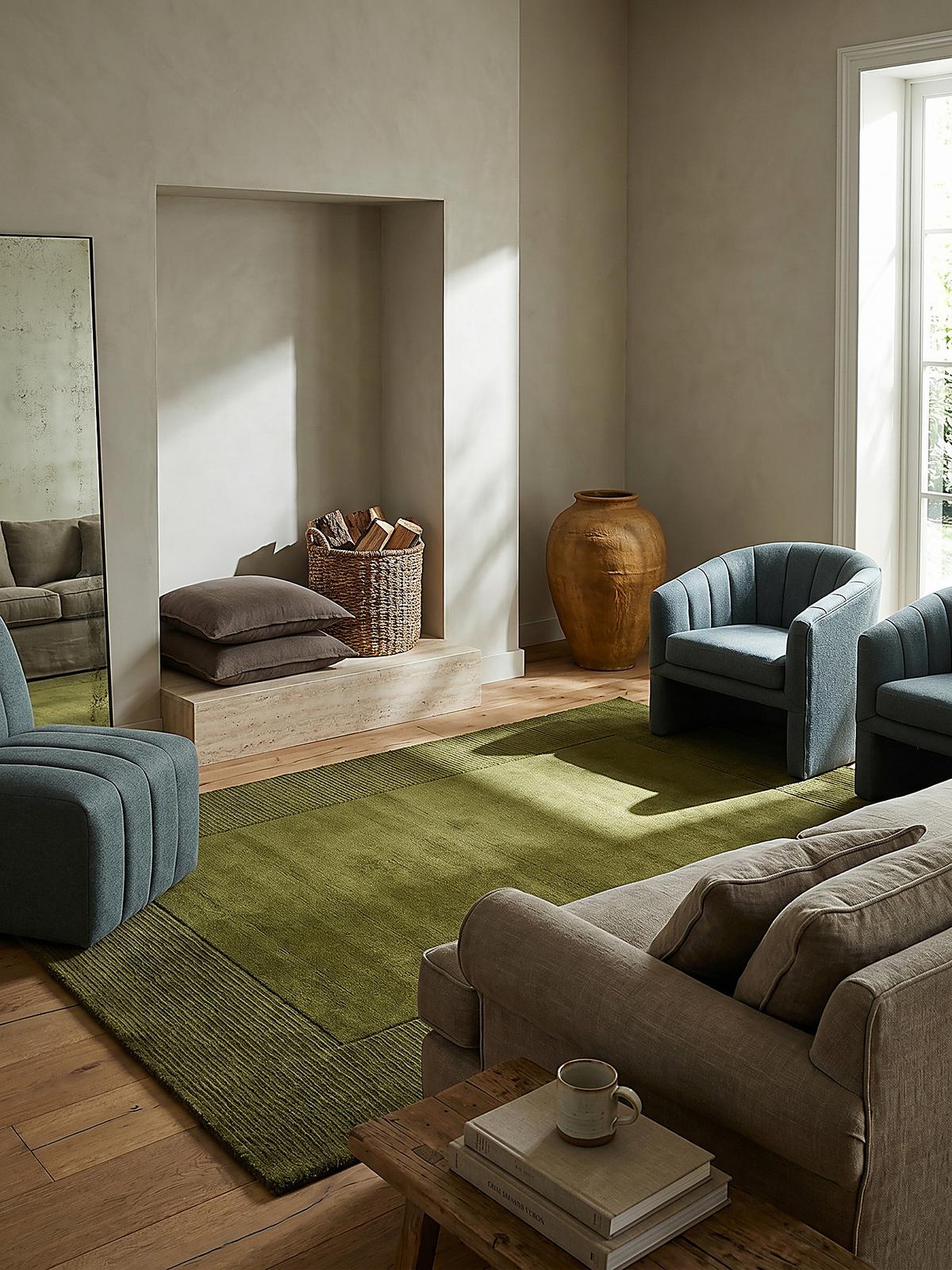 WOLLTEPPICH MOLE, einfarbig, Grün, 120 x 170 cm - Grün, Textil (170/120cm) - KADIMA DESIGN