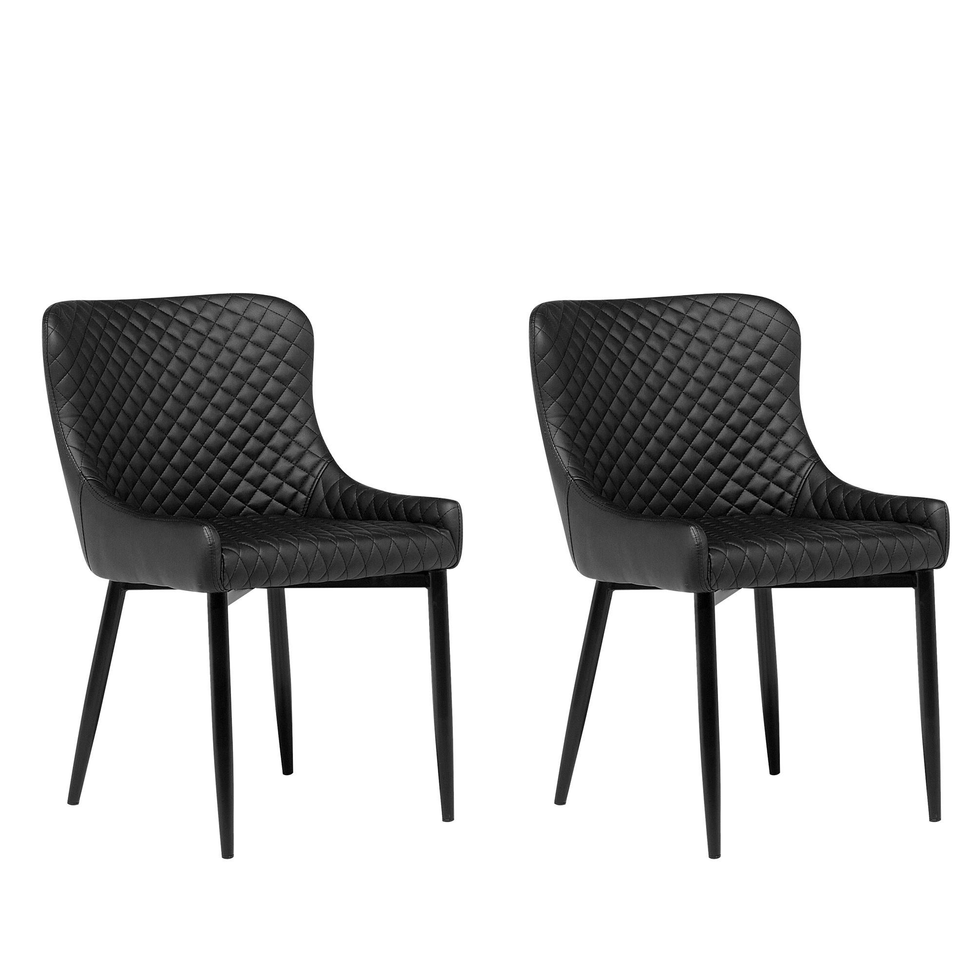 ESSZIMMERSTUHL 2er-Set Kunstleder Schwarz Solano - Schwarz, Textil/Metall (51/82/52cm) - Beliani