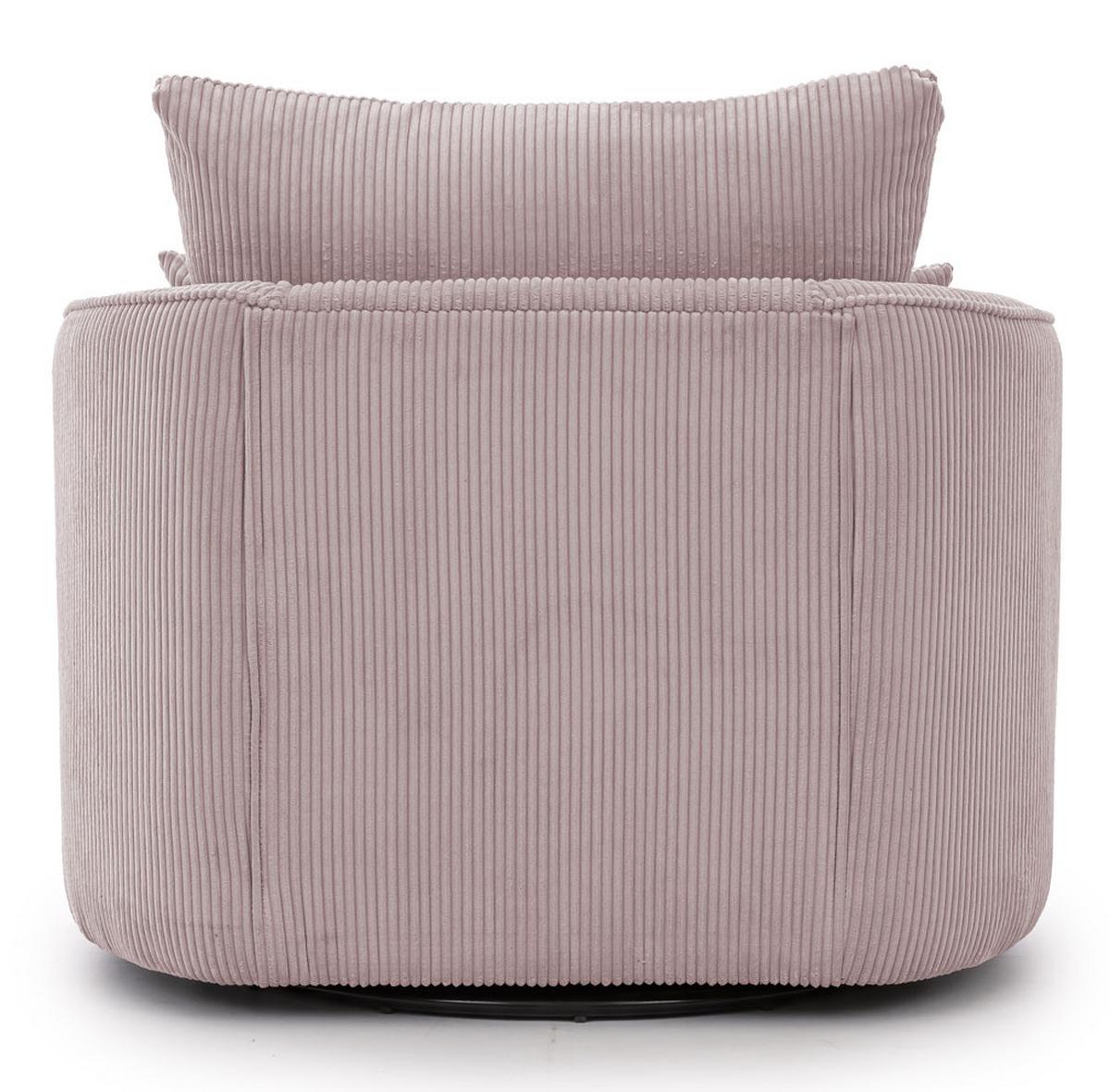 DREHSESSEL Ted aus Puderrosa Cord-Stoff - Pink/Schwarz, Holz/Textil (107/94/100cm) - S-Style Möbel