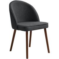 STUHL Luna, Polsterstuhl für das Esszimmer mit schwarzen Holzbeinen, Dunkelgrau - Dunkelgrau/Schwarz, Holz (51/87/46cm) - Beautysofa