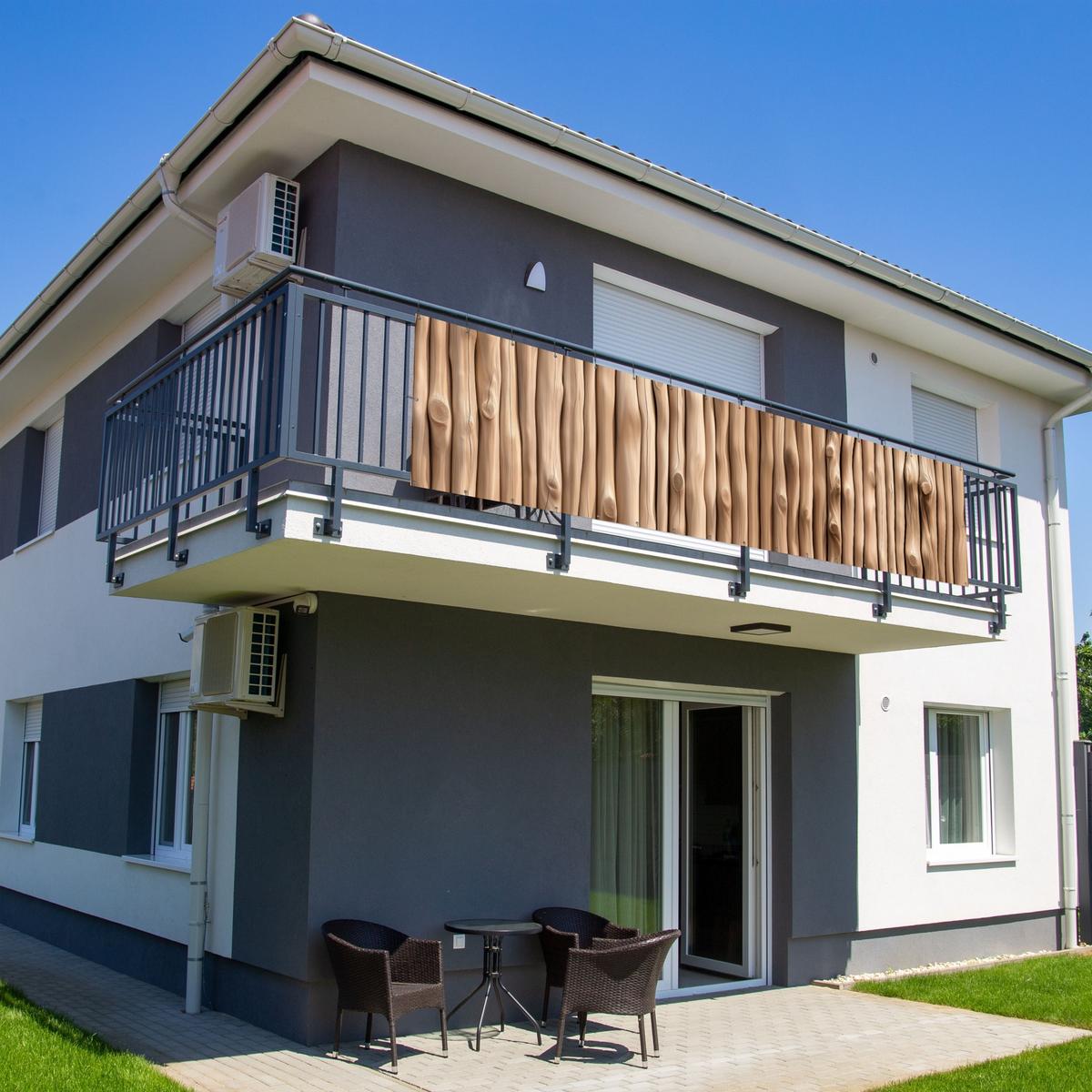 BALKON-SICHTSCHUTZ Holz - Stiel - Hellbraun Deko XXL 500x130 cm - Ahornfarben, Kunststoff (500/130cm) - MuchoWow