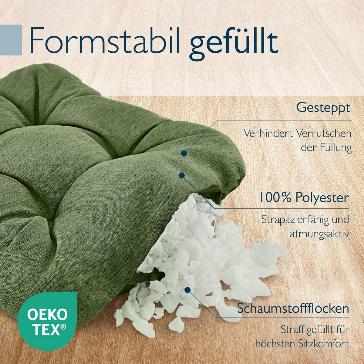 STUHLKISSEN HighLux SK 40x40x8cm Dunkelgrün (4tlg) - Dunkelgrün, Textil (40/40cm) - Beautissu 