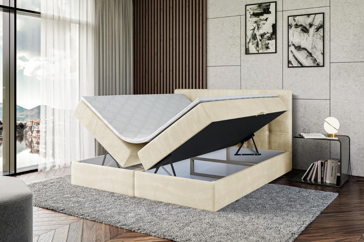 BOXBETT mit Matratze H3 und Lattenrost - MARCE - 140 x 200 cm - Beige - Beige, Holzwerkstoff (140/200cm) - ALTDECOR