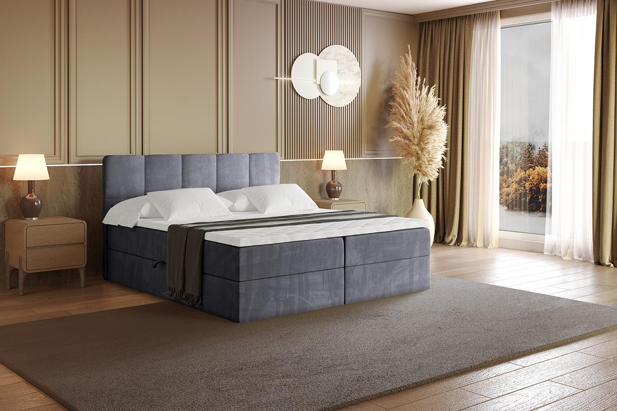 BOXBETT mit Matratze H4 und Lattenrost - LIRO - 200x200 - Dunkelgrau Casablanca - Dunkelgrau, Holzwerkstoff/Kunststoff (200/200cm) - ALTDECOR