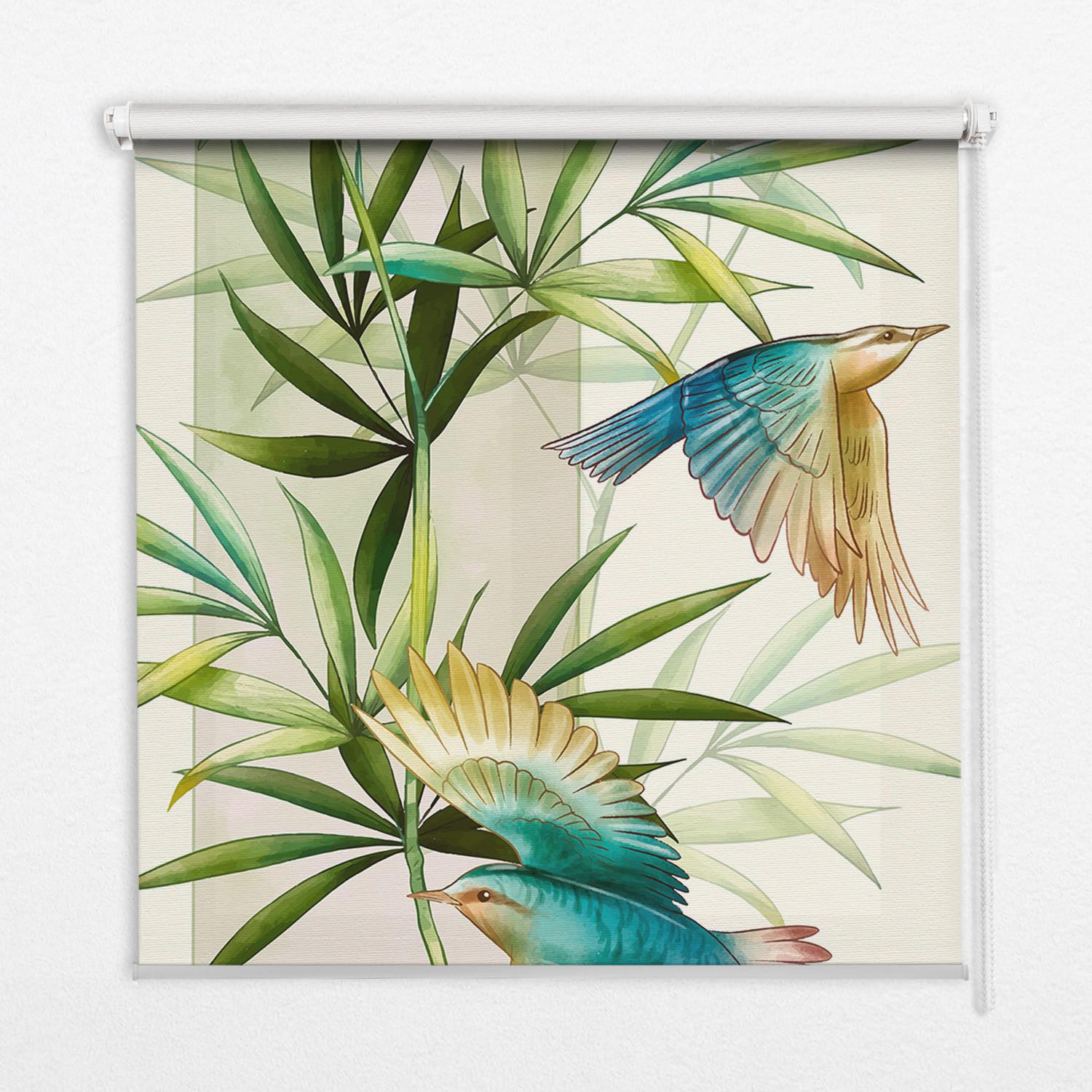 INNENROLLO - Fensterrollo - Rollo - 80x180 cm - Vögel im Laub - Weiß, Kunststoff (80/180/0.5cm) - TULUP