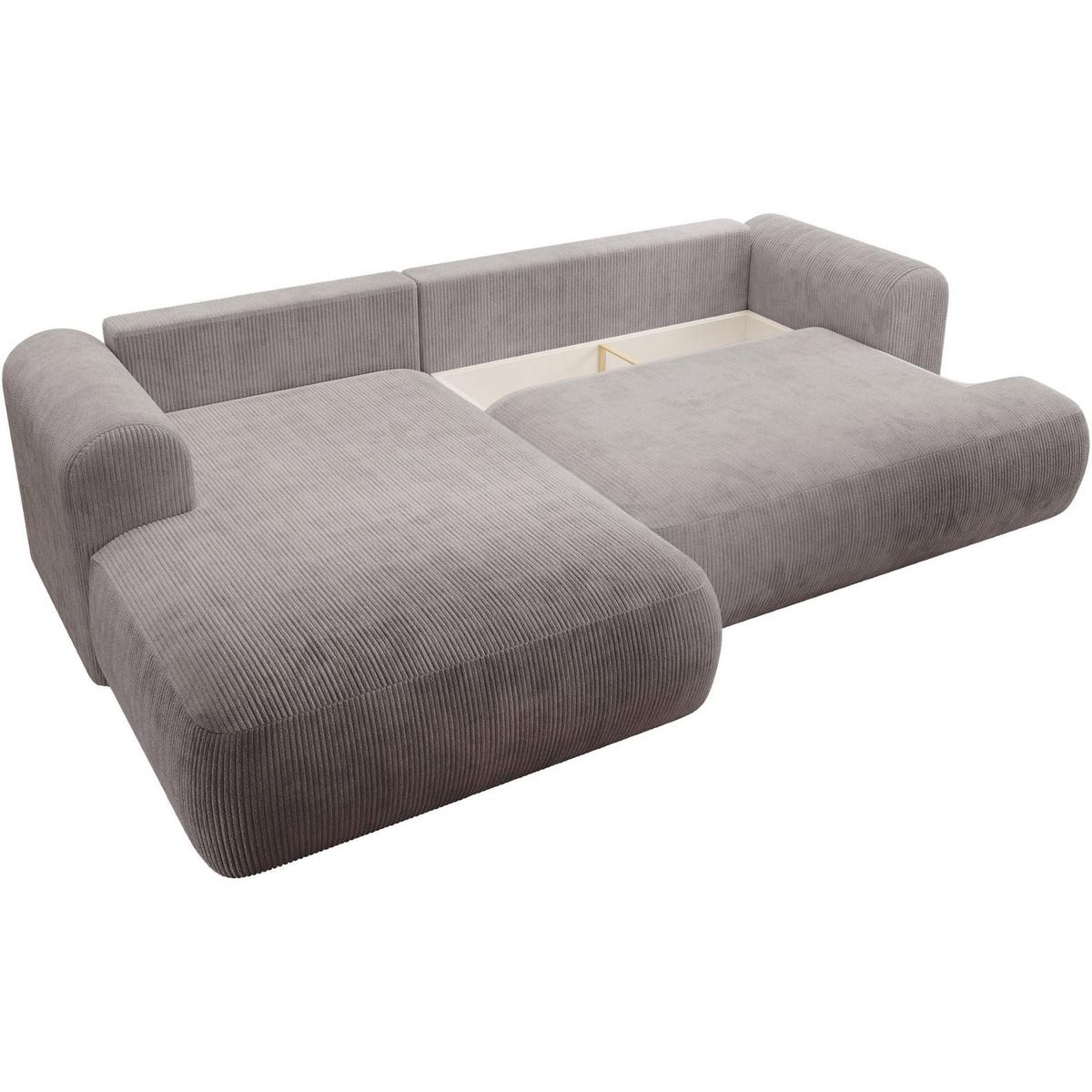 ECKSOFA Ovo Cord mit Cordbezug Hellgrau, links - Hellgrau/Schwarz, Textil (260/165cm) - Selsey