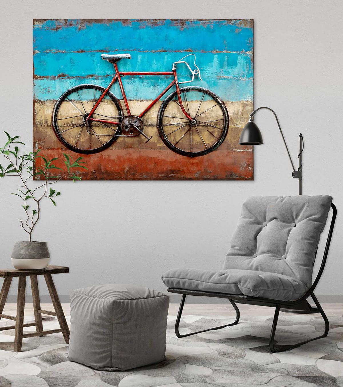 METALLBILD Blau 100/70 cm - Blau/Rot, Metall (3.2/70cm) - KUNSTLOFT