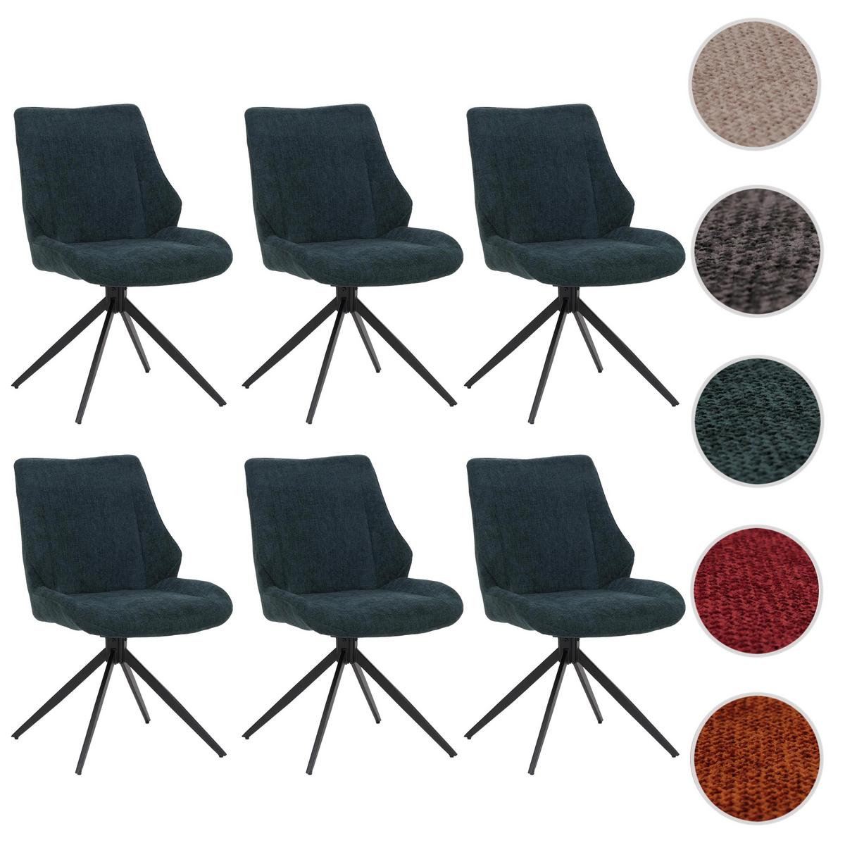 ESSZIMMERSTUHL Schwarz, Petrol 6er-Set - Petrol/Schwarz, Textil (55/88/62cm) - MCW