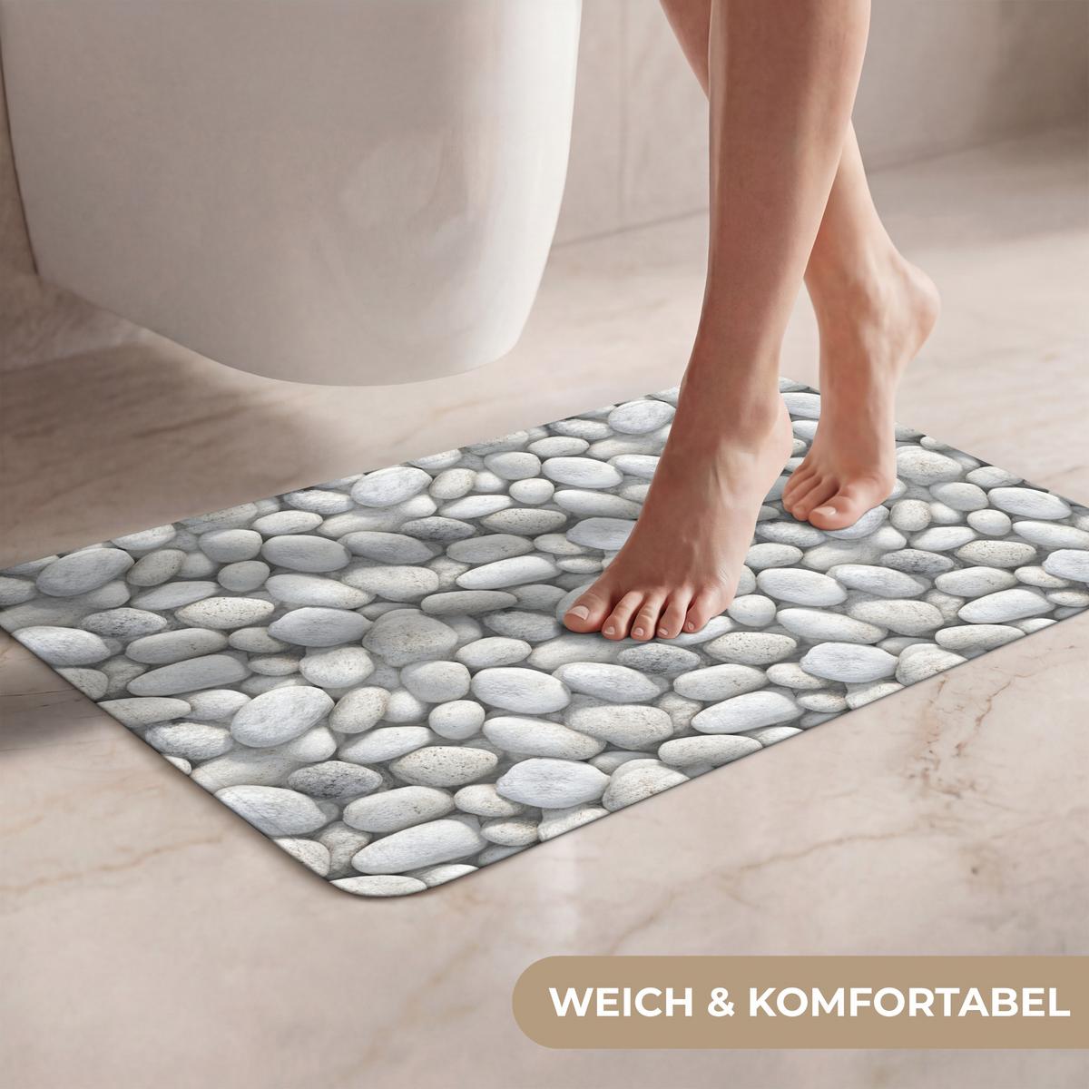 WC-VORLEGER Steine - Grau - Oval Toilettenvorleger 60x40 cm - Hellgrau, Textil (60/1cm) - OnlyWow
