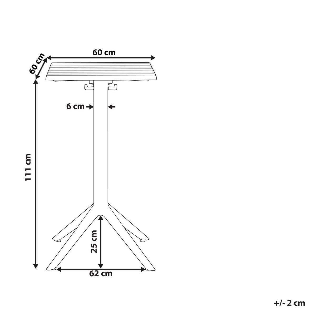 GARTEN-BARTISCH 60/60 cm Schwarz Lemnos - Schwarz, Kunststoff (60/60/111cm) - Beliani